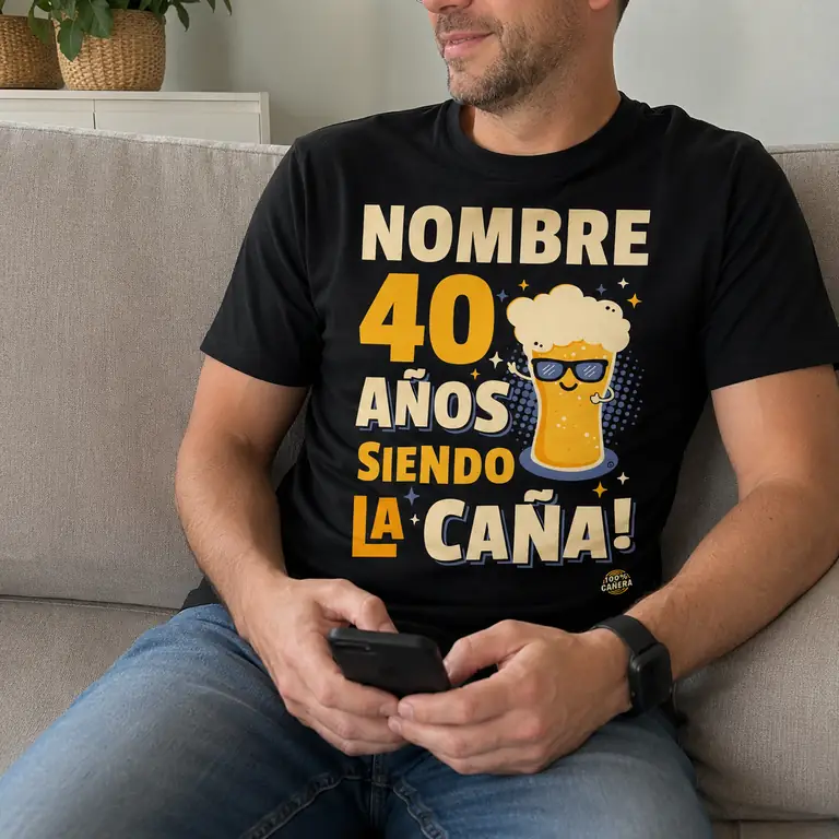 Camiseta hombre 40 años siendo la caña, regalo 40 cumpleaños