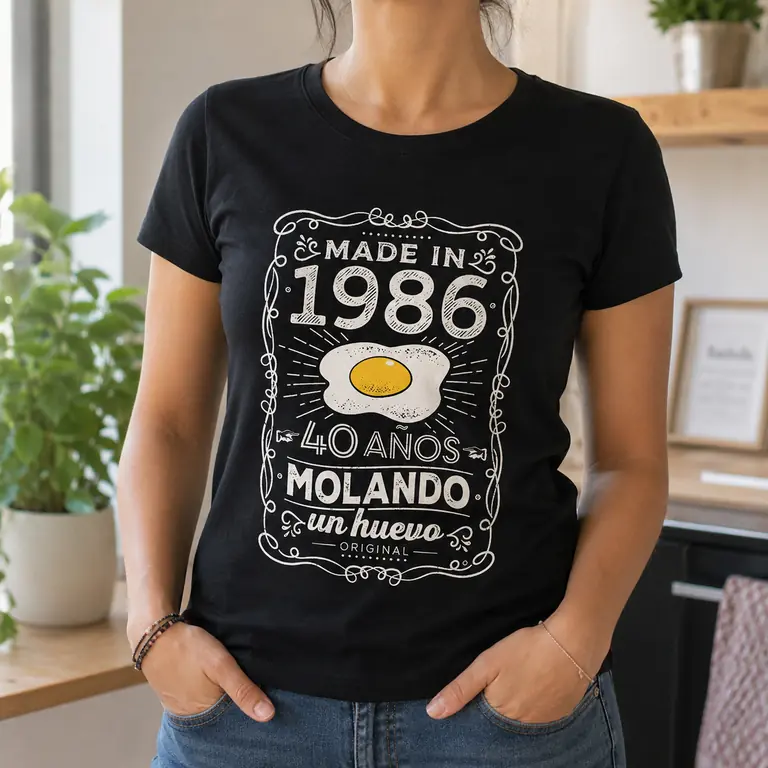 Camiseta mujer 1986, 40 años molando un huevo, regalo 40 cumpleaños