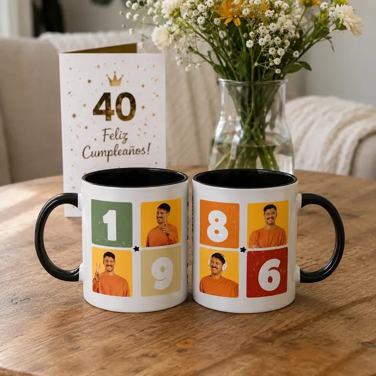 Taza 1986 Limited Edition con varias fotos personalizable, 40 cumpleaños