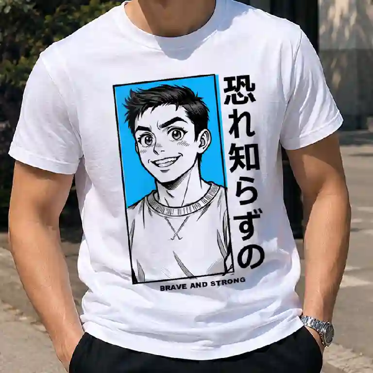 Maglietta effetto manga personalizzata da ragazzo