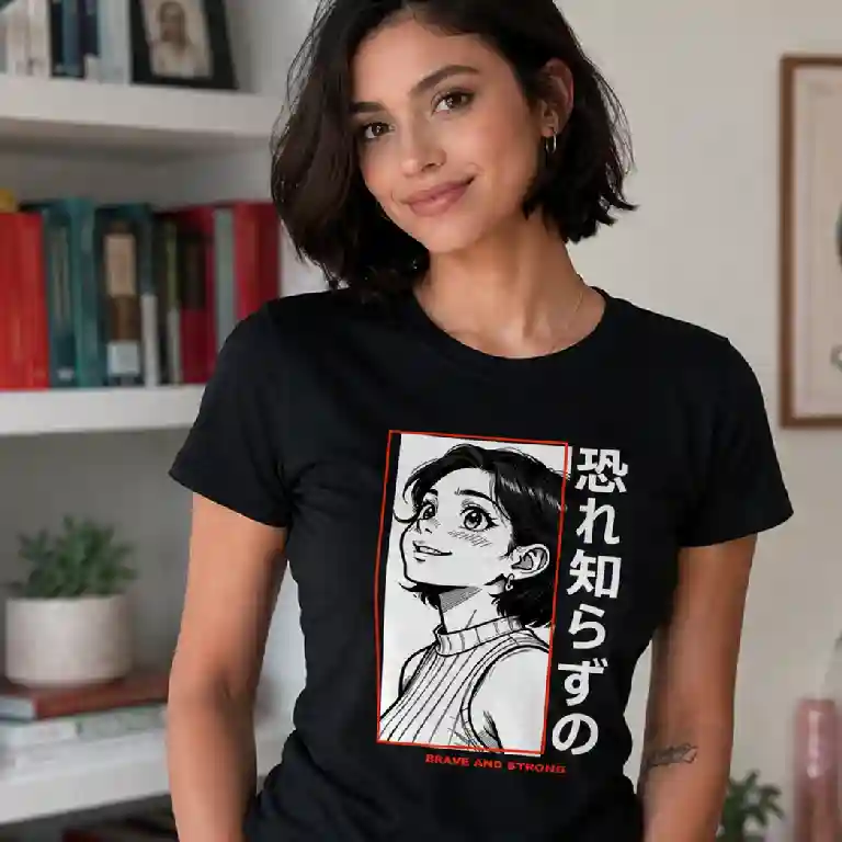 Maglietta effetto manga personalizzata da donna
