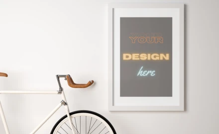  White frame with a customisable design on a white wall