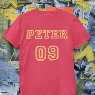  Personalised sports T-shirt with name and number