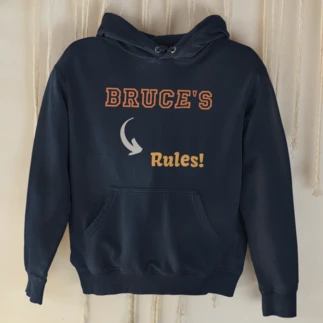  Black sweatshirt with Bruce's personalized name printed on it