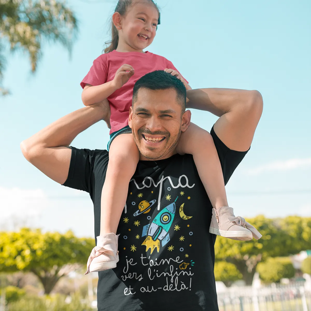 Tee-shirt Papa je t'aime vers l'infini et au-delà! cadeau pour la fete des peres