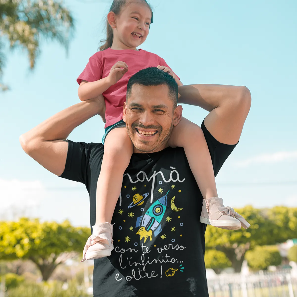 T-shirt Papà con te verso l'infinito e oltre. ITA regali festa del papa