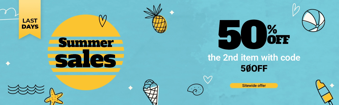 Summer sales: 50% off the 2nd unit.